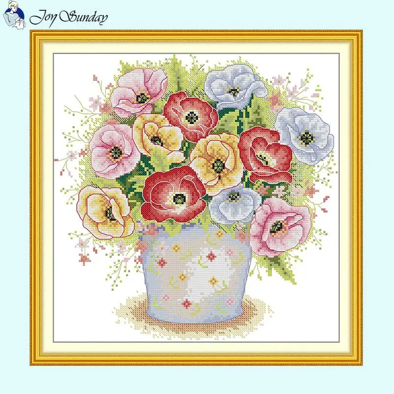 Poppies in Bloom Floral Pattern - DIY Handmade Needlework