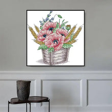 Load image into Gallery viewer, Poppy Flower Pot DIY Floral Pattern Cross Stitch Kits - AIMDIY
