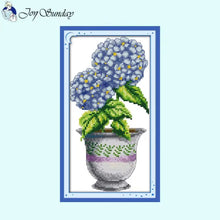 Load image into Gallery viewer, DIY Potted Plants Cross Stitch Kit - Floral Patterns Stamped Canvas for Handmade Embroidery
