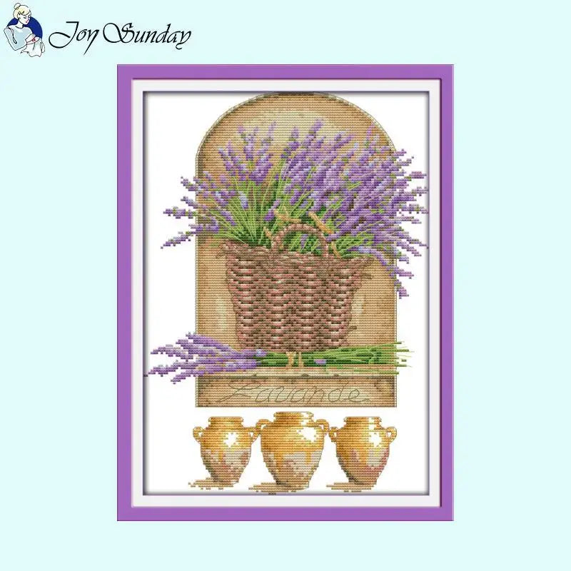 Purple Lavender Floral Pattern -  Cross Stitch - AIMDIY