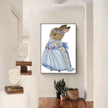 Load image into Gallery viewer, Rabbit in Blue Dress Cartoon Animal Stitch Cross Stitch Pattern - AIMDIY
