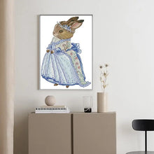 Load image into Gallery viewer, Rabbit in Blue Dress Cartoon Animal Stitch Cross Stitch Pattern - AIMDIY
