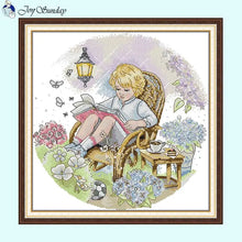 Load image into Gallery viewer, Reading Cartoon Character Pattern - Cross Stitch Kit - AIMDIY
