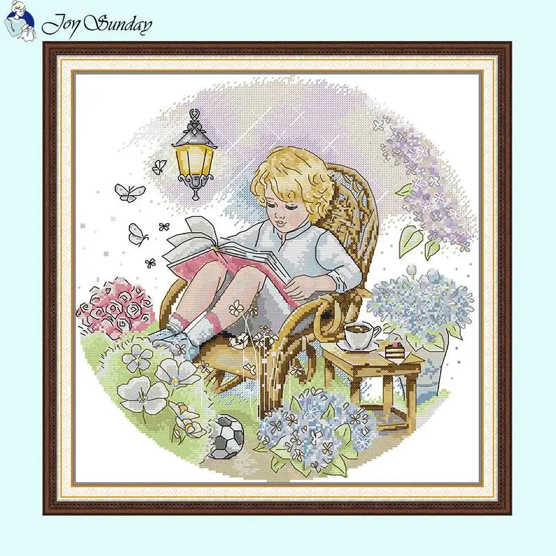 Reading Cartoon Character Pattern - Cross Stitch Kit - AIMDIY