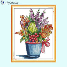 Load image into Gallery viewer, Red Berry Flower Basket Floral Pattern Cross Stitch 14CT - AIMDIY
