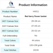 Load image into Gallery viewer, Red Berry Flower Basket Floral Pattern Cross Stitch 14CT - AIMDIY
