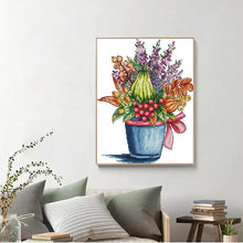 Load image into Gallery viewer, Red Berry Flower Basket Floral Pattern Cross Stitch 14CT - AIMDIY
