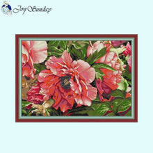 Load image into Gallery viewer, Red Peony DIY Cross Stitch Embroidery Kit - AIMDIY
