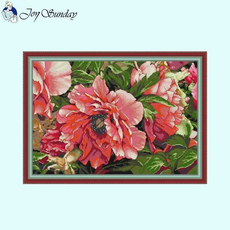 Red Peony DIY Cross Stitch Embroidery Kit - AIMDIY