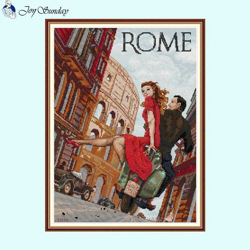 Roman Holiday DIY Couple Character Pattern Cross Stitch - AIMDIY