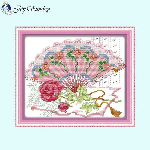 Rose Flower Fan DIY Cross Stitch Embroidery Kits - AIMDIY