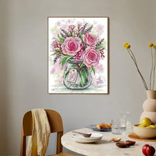 Load image into Gallery viewer, Flower Vase Pattern Cross Stitch Roses and Lavender - AIMDIY
