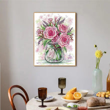 Load image into Gallery viewer, Flower Vase Pattern Cross Stitch Roses and Lavender - AIMDIY
