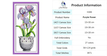 Load image into Gallery viewer, DIY Potted Plants Cross Stitch Kit - Floral Patterns Stamped Canvas for Handmade Embroidery
