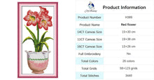 Load image into Gallery viewer, DIY Potted Plants Cross Stitch Kit - Floral Patterns Stamped Canvas for Handmade Embroidery
