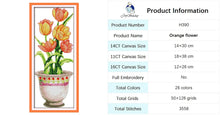 Load image into Gallery viewer, DIY Potted Plants Cross Stitch Kit - Floral Patterns Stamped Canvas for Handmade Embroidery
