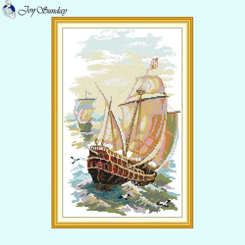 Sail Away Cross Stitch Kit Sailboat - AIMDIY