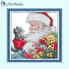 Load image into Gallery viewer, Santa and Kitten - Cross Stitch - AIMDIY
