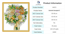 Load image into Gallery viewer, Bouquet Floral Patterns Cross Stitch Kits – DIY Embroidery Kit for Beginners &amp; Crafters
