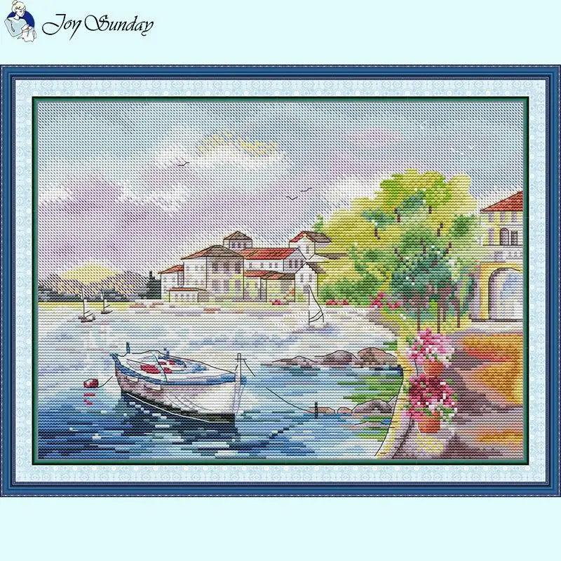 DIY Handmade Needlework Seaside Landscape Cross Stitch Kit - AIMDIY