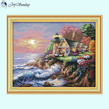 Load image into Gallery viewer, Seaside Lighthouse - Cross Stitch - AIMDIY
