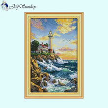 Load image into Gallery viewer, Cross Stitch Kit Joy Sunday Seaside Lighthouse - AIMDIY
