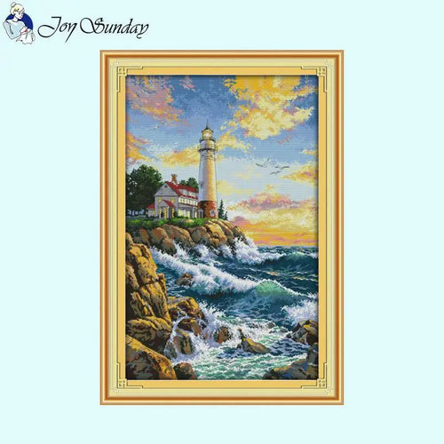 Cross Stitch Kit Joy Sunday Seaside Lighthouse - AIMDIY