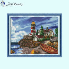 Load image into Gallery viewer, Seaside Lighthouse Scenery Pattern Cross Stitch Kit - AIMDIY
