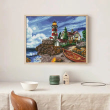 Load image into Gallery viewer, Seaside Lighthouse Scenery Pattern Cross Stitch Kit - AIMDIY
