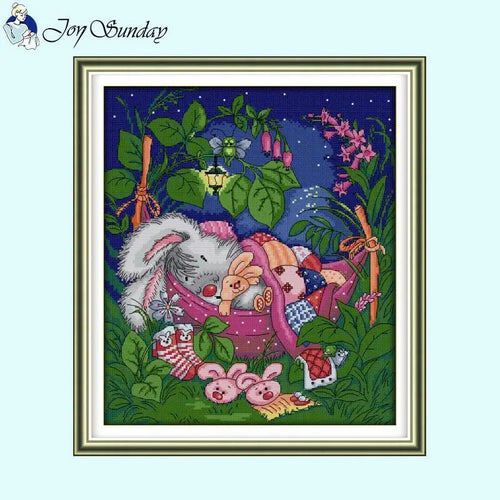 Sleeping Bunny Baby Cartoon Animal Pattern 11CT Cross Stitch Kits - AIMDIY