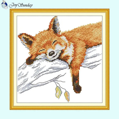 Sleeping Fox - Animal Pattern Cross Stitch - AIMDIY