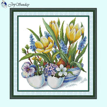 Load image into Gallery viewer, Spring Calling Joy Sunday Floral Pattern Cross Stitch
