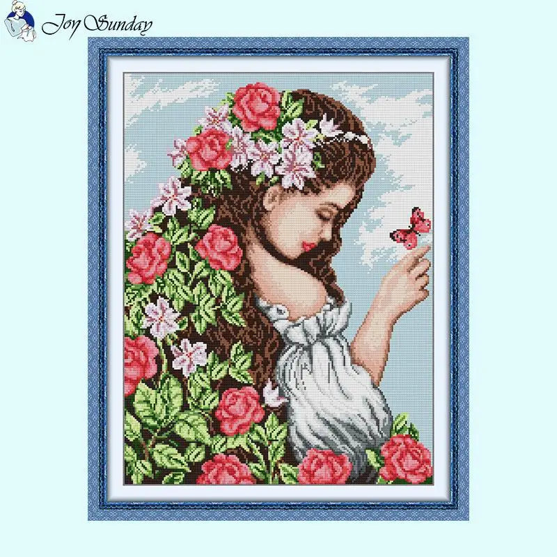 Spring Daughter Flower Character Pattern Cross Stitch - AIMDIY