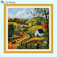 Load image into Gallery viewer, Spring Hills Landscape Pattern Cross Stitch Kit - AIMDIY
