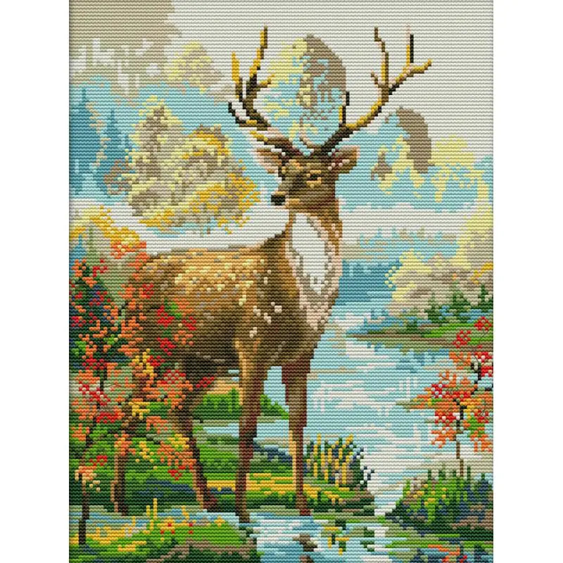 Stag Animal Pattern Cross Stitch Kit DIY Handmade Crafts - AIMDIY