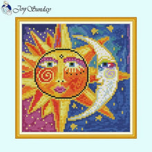 Load image into Gallery viewer, Sun and Moon Art Patterns Joy Sunday Cross Stitch - AIMDIY
