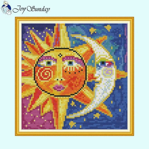 Sun and Moon Art Patterns Joy Sunday Cross Stitch - AIMDIY