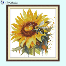 Load image into Gallery viewer, Sunflower and Bee Flower Stitch Cross Stitch Pattern - AIMDIY
