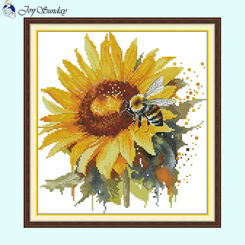 Sunflower and Bee Flower Stitch Cross Stitch Pattern - AIMDIY