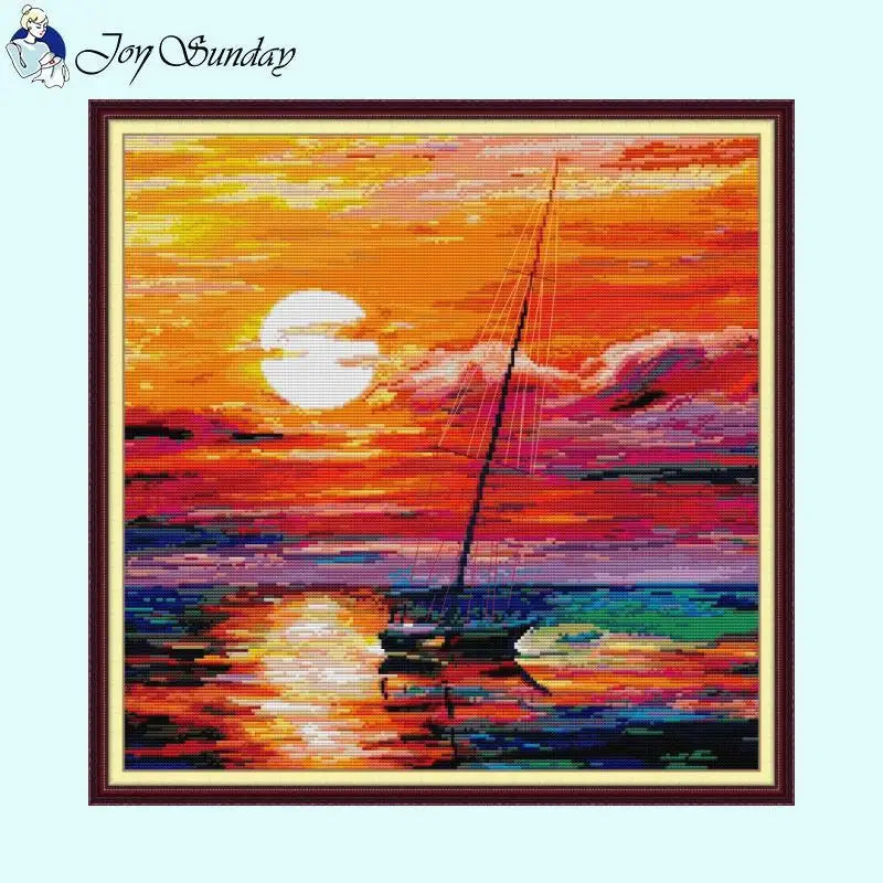 Sunset Cross Stitch Beautiful Scenery Pattern - AIMDIY