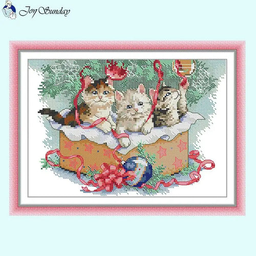 Joy Sunday Three Kittens Cartoon Cross Stitch - AIMDIY