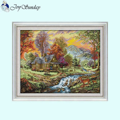 Vacation Villa Scenery Pattern Cross Stitch Embroidery Kit - AIMDIY