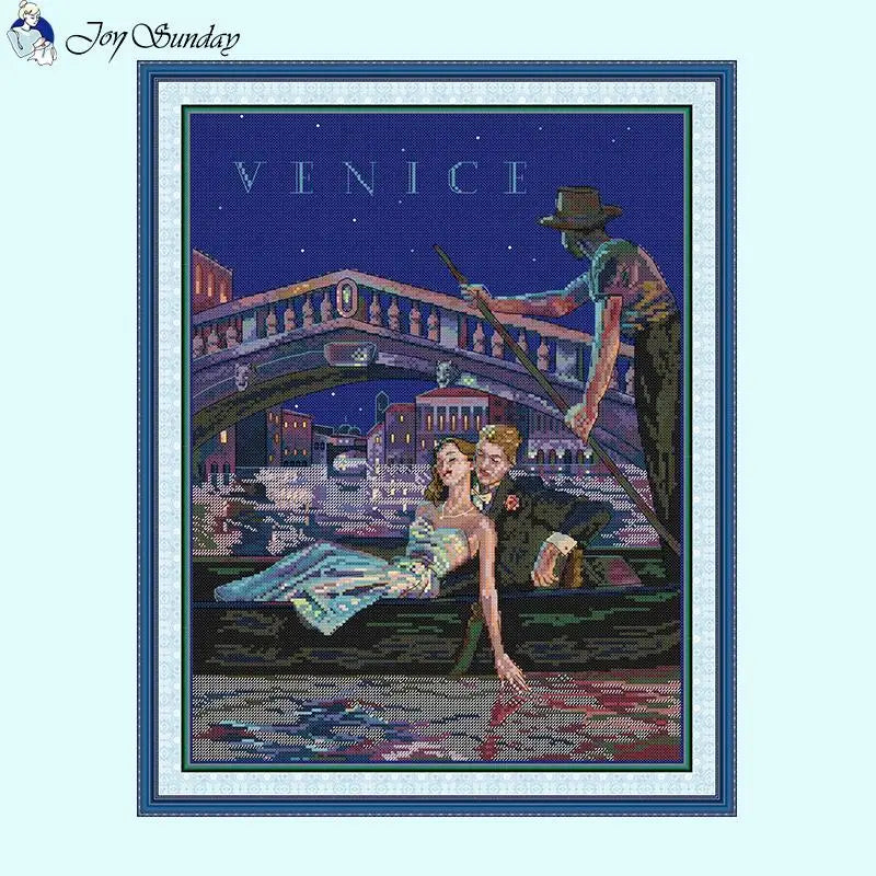 Venice Nights Couple Pattern Cross Stitch Kit - AIMDIY