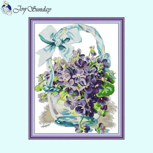 Count 11CT Violet Joy Sunday Cross Stitch Kits - AIMDIY