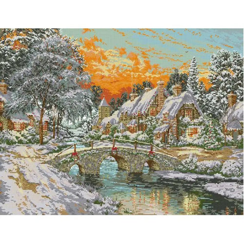 Warm Snow Country Winter Scenery Cross Stitch Kit - AIMDIY