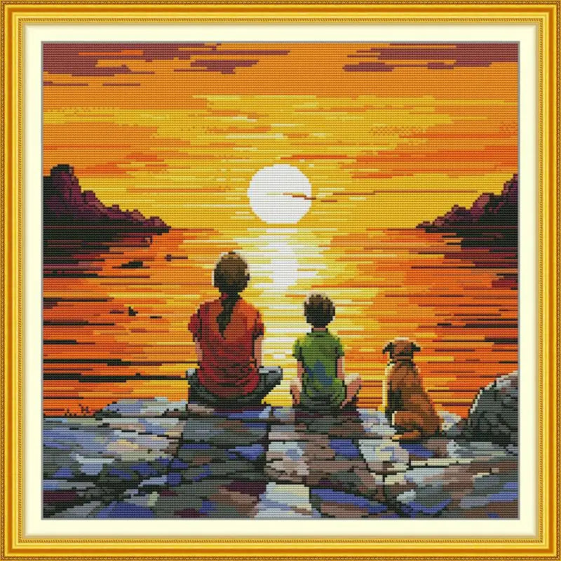 Watching Sunrise over the Sea Cross Stitch Kit - AIMDIY