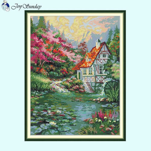 Water Mill Scenery Cross Stitch Kit - AIMDIY