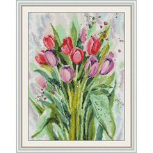 Load image into Gallery viewer, Watercolor Tulips DIY Cross Stitch Kits - AIMDIY
