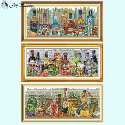 Joy Sunday Cross Stitch Kits Wine Bottle Pattern - AIMDIY