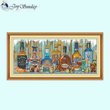 Load image into Gallery viewer, Joy Sunday Cross Stitch Kits Wine Bottle Pattern - AIMDIY
